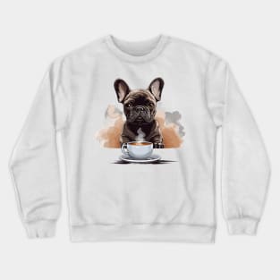 French Bulldog Drinking Coffee Crewneck Sweatshirt